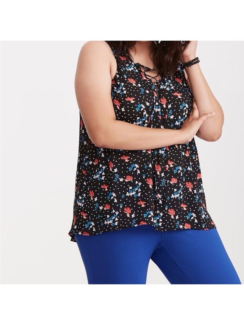 Torrid Floral Print Georgette Tie Front Sleeveless Blouse, size 3X